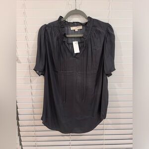 Grey Silk LOFT blouse